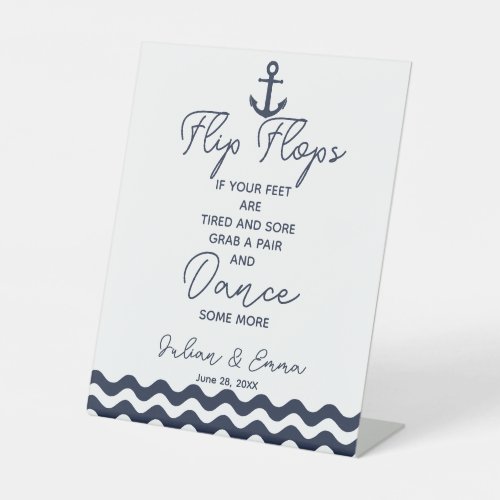 Nautical Flip Flop wedding party print Pedestal Sign