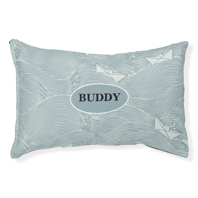 Nautical floating paper boats pet bed (Front)