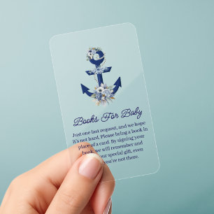 Nautical Floral Anchor Books for Baby Shower Clear Business Cards