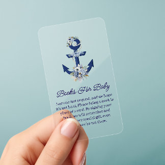 Nautical Floral Anchor Books for Baby Shower Clear Business Cards