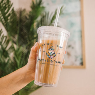 Nautical Floral Anchor Monogram Bachelorette Acrylic Tumbler