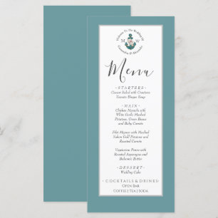 Nautical Floral Anchor  Powder Teal Aqua Blue Menu