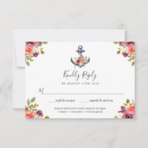 Nautical Floral Anchor RSVP Meal Choice Card