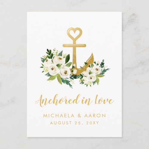 Nautical Floral Anchor Save the Date Postcard