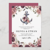 Nautical Floral Anchor Watercolor Wedding Invitation (Front/Back)