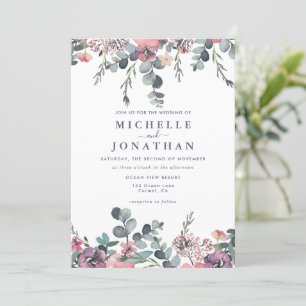 Nautical Floral Anchor Wedding  Invitation