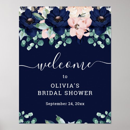 Nautical Floral  Bridal Shower Welcome Sign