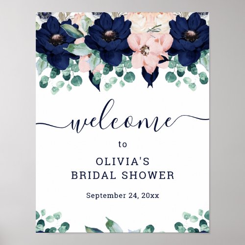 Nautical Floral  Bridal Shower Welcome Sign