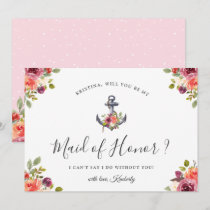 Nautical Floral Maid of Honor Proposal Card