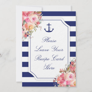 Nautical Floral Recipe Cards Sign