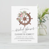 Nautical Floral Ship's Wheel | Bridal Shower Invitation (Standing Front)