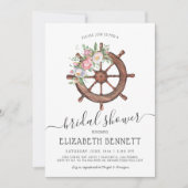 Nautical Floral Ship's Wheel | Bridal Shower Invitation (Front)