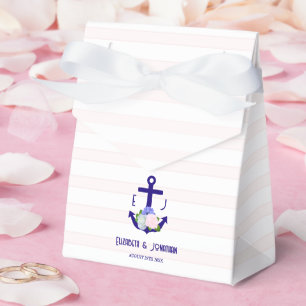 Nautical Floral Stripes Wedding Favor Boxes