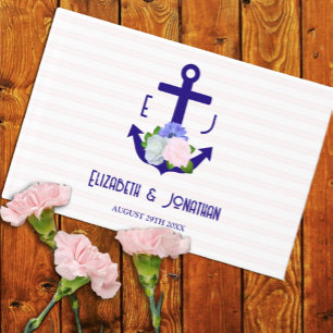 Nautical Floral Stripes Wedding Guest Book
