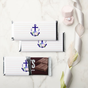 Nautical Floral Stripes Wedding Hershey Bar Favors