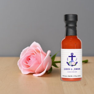 Nautical Floral Stripes Wedding Hot Sauces