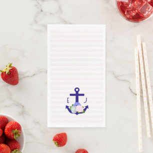 Nautical Floral Stripes Wedding Paper Guest Towels