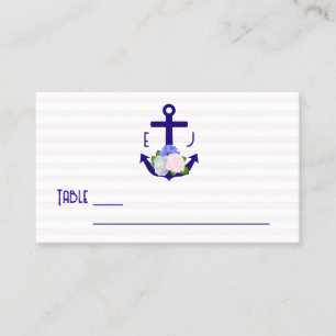 Nautical Floral Stripes Wedding Place Card