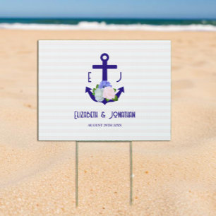 Nautical Floral Stripes Wedding Sign