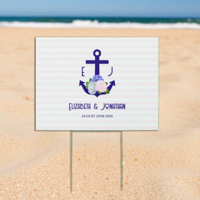 Nautical Floral Stripes Wedding Sign (Creator Uploaded)