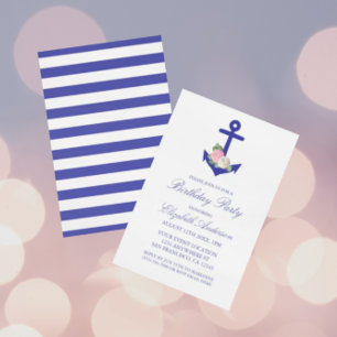 Nautical Floral Summer Birthday Invitation