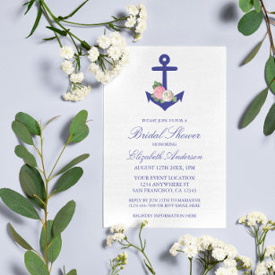 Nautical Floral Summer Bridal Shower Invitation
