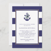 Nautical Flowers | Navy Blue Floral Bridal Shower Invitation (Front)