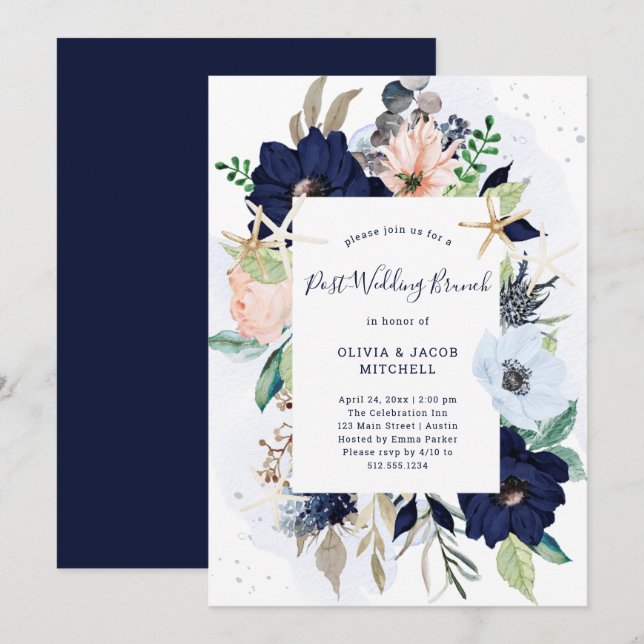 Nautical Flowers | Post Wedding Brunch Invitation (Front/Back)