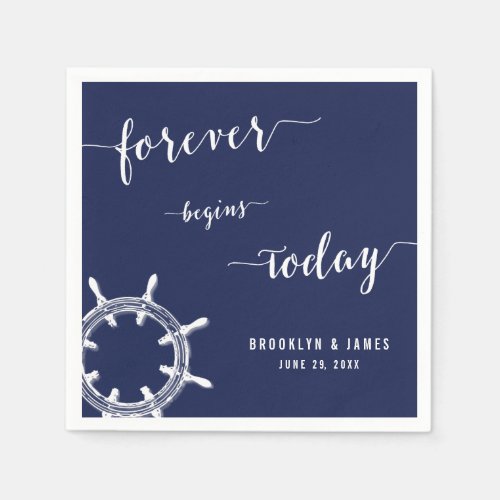 Nautical Forever Navy Blue Wedding Napkins