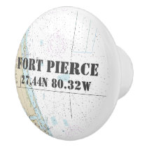 Nautical Fort Pierce, FL Latitude Longitude Chart Ceramic Knob