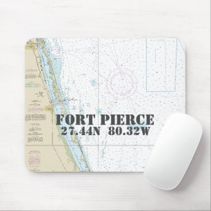 Nautical Fort Pierce Florida Latitude Longitude Mouse Pad