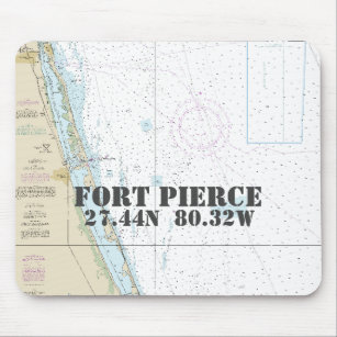 Nautical Fort Pierce Florida Latitude Longitude Mouse Pad