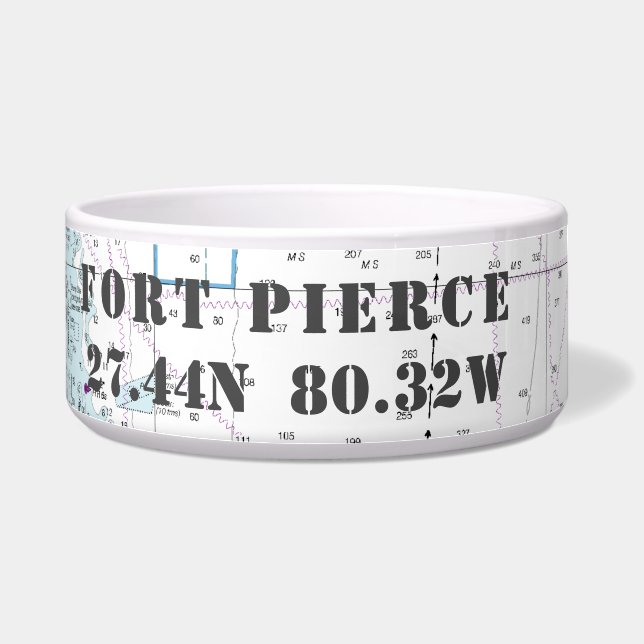 Nautical Fort Pierce Inlet FL Latitude Longitude Bowl (Right)