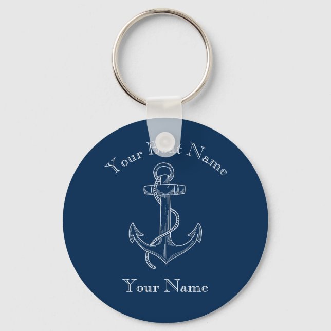 Nautical Fouled Anchor Custom Keychain (Front)