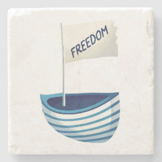 Nautical Freedom Boat Stone Coaster