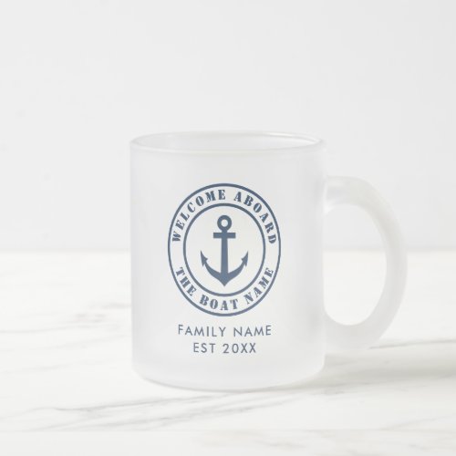Nautical frosted glass tea mug gift for sailor