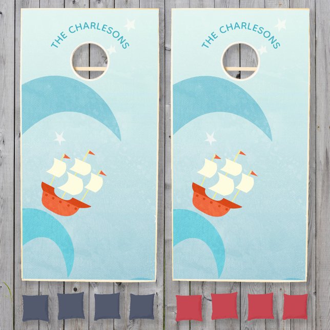 Nautical Fun Personalized Cornhole Set (Creator Uploaded)