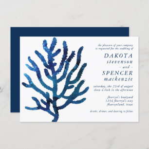 Nautical Galaxy Coral Reef Beach Marina Wedding Invitation