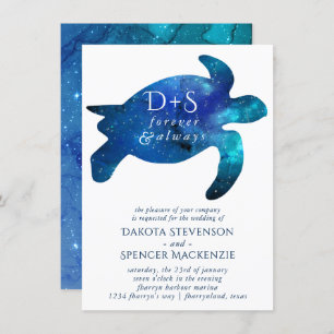 Nautical Galaxy Sea Turtle Monogram Wedding Invitation