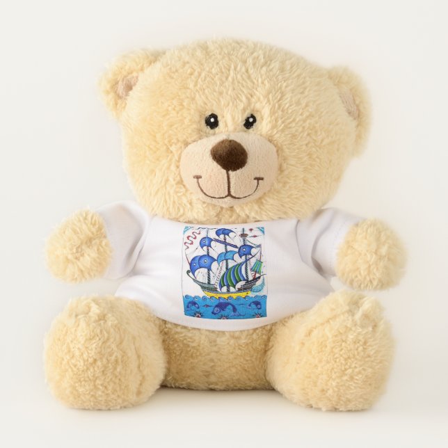 Nautical Galleon Vessel Ship Ocean Life Design Teddy Bear (Front)