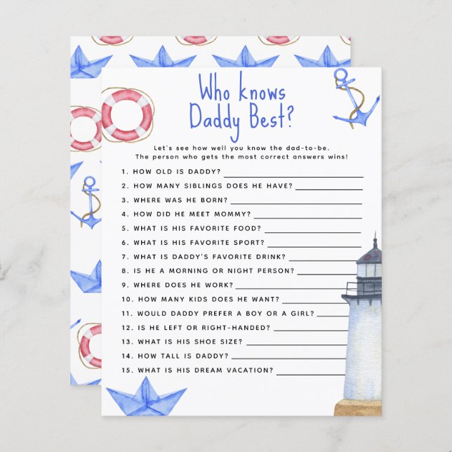 Nautical - Game Who knows daddy best (Front/Back)