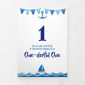 Nautical games baby boy blue 1st birthday party Tri-Fold invitation (Cover)