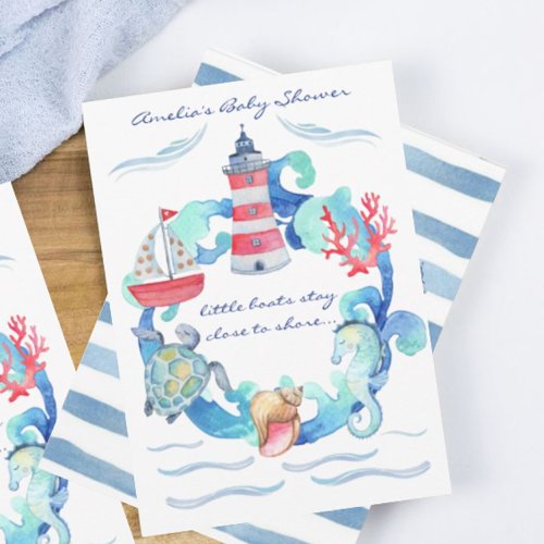 Nautical Gender Neutral Watercolor Baby Shower Invitation