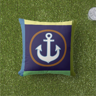 Nautical geometric Boat Anchor Outdoor Pillow