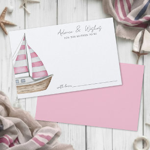 Nautical Girl Baby Shower Advice Wishes Card