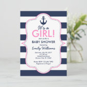 Nautical Girl Baby Shower invitation (Standing Front)