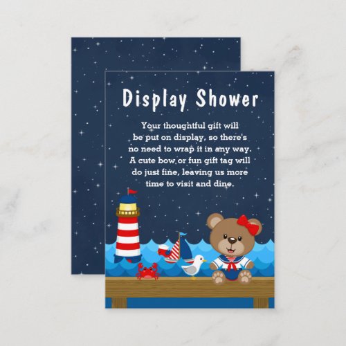 Nautical Girl Bear Red and Navy Display Shower Enclosure Card