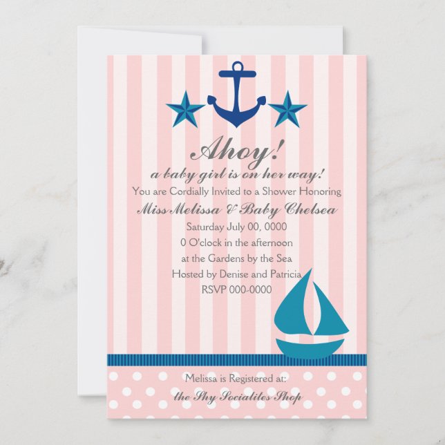 Nautical Girl Invitation (Front)