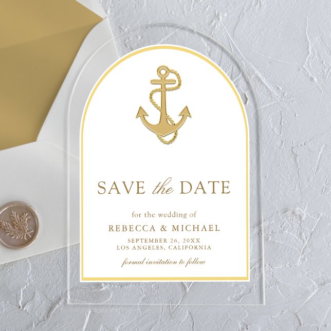 Nautical Gold Anchor Arch Wedding Save the Date (Creator Uploaded)