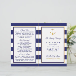 Nautical Gold Anchor, Navy/Gold Wedding Programme